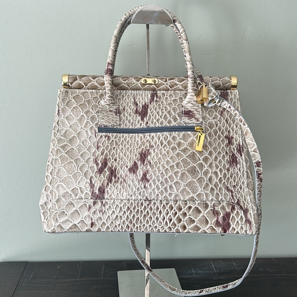 Pelle di Giada Handbag Reptile Embossed Leather Tan, Taupe